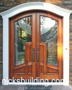 arched double wood door for exterior house in michigan